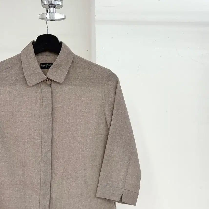 [BUNJANG] Margaret Howell Stone Linen Short Sleeve Button Shirt / 마가렛 호웰 스톤 린넨 숏 슬리브 버튼 셔츠