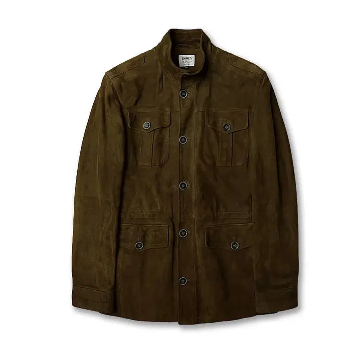 [BUNJANG] Emmeti Firenze Khaki Goat Suede Luxury Field Jacket / 엠메띠 [Emmeti] 피렌체 카키 염소 가죽 스웨이드 럭셔리 필드 자켓