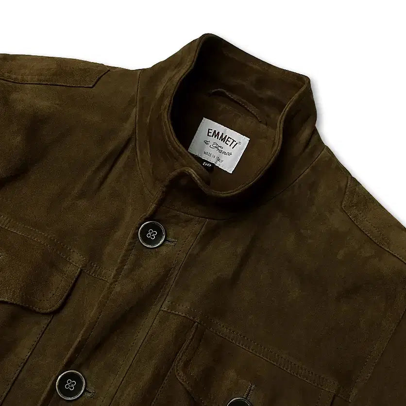 [BUNJANG] Emmeti Firenze Khaki Goat Suede Luxury Field Jacket / 엠메띠 [Emmeti] 피렌체 카키 염소 가죽 스웨이드 럭셔리 필드 자켓