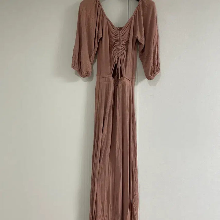 [BUNJANG] Pink Shirred Long Dress / 셔링 롱 원피스