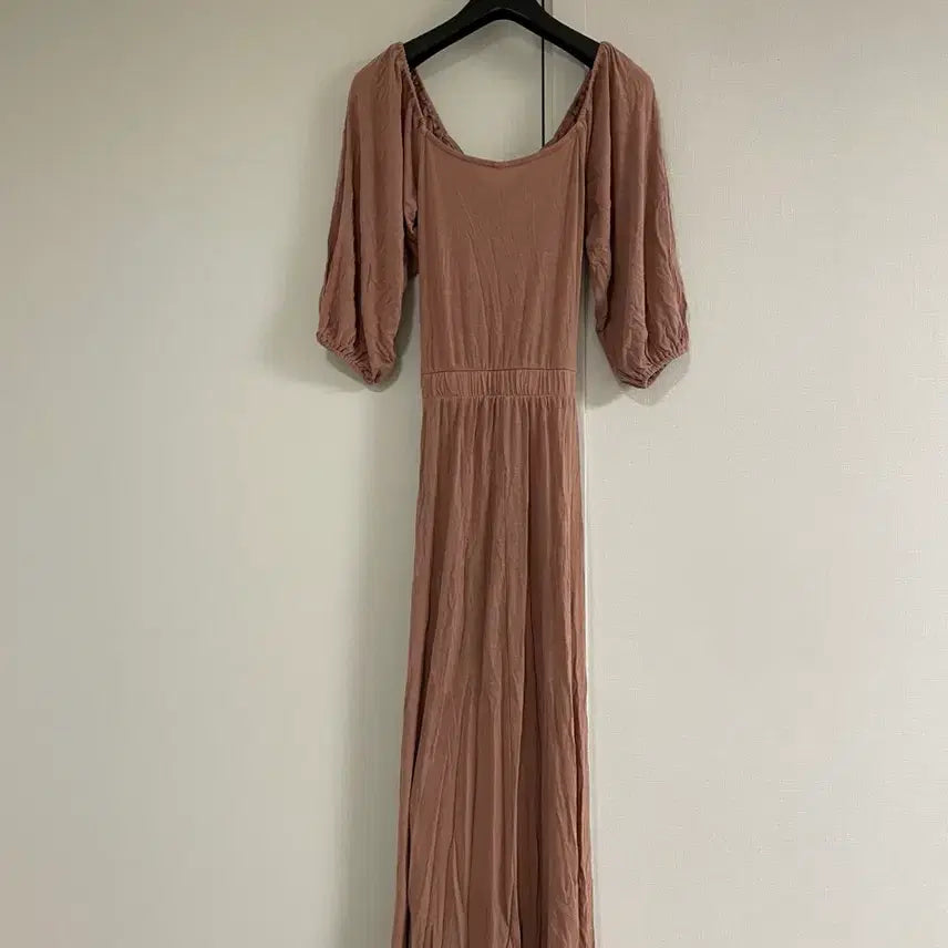[BUNJANG] Pink Shirred Long Dress / 셔링 롱 원피스