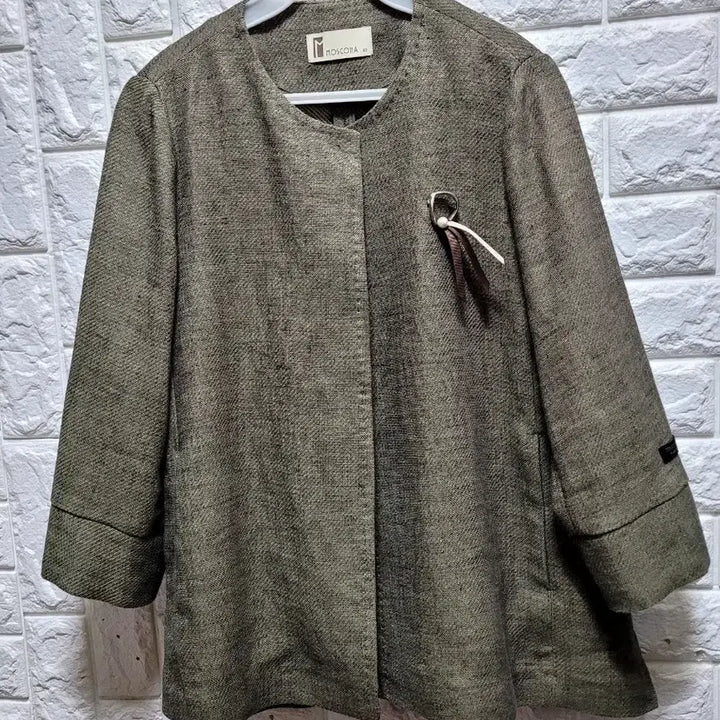 [BUNJANG] Myeon.ma Linen Blend Round Collar Jacket (Size 66) / 면.마  라운드 카라 자켓66