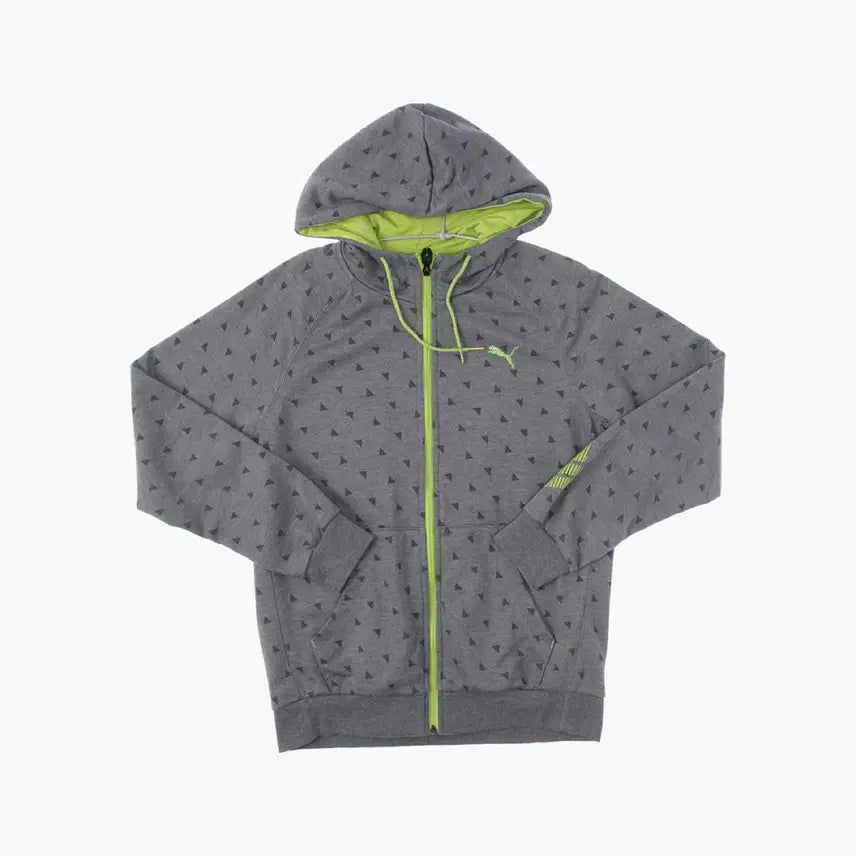 [BUNJANG] Puma Gray Dot Green Hoodie Zip-up / 푸마 그레이 도트 그린 후드집업