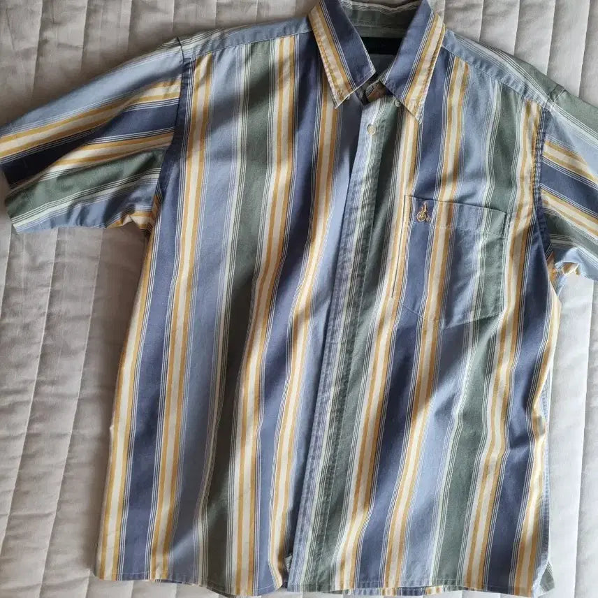 [BUNJANG] Beanpole Homme Striped Short-Sleeve Shirt / 빈폴 옴므 스트라이프 반팔 셔츠 100