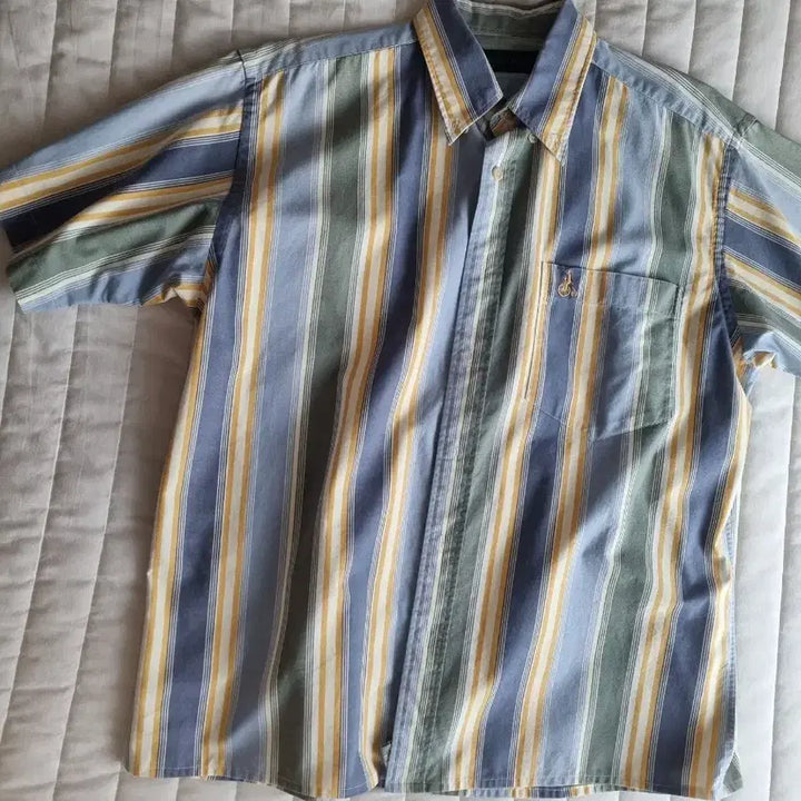 [BUNJANG] Beanpole Homme Striped Short-Sleeve Shirt / 빈폴 옴므 스트라이프 반팔 셔츠 100