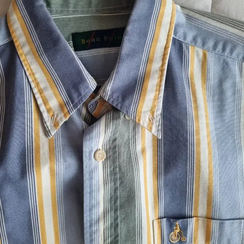 [BUNJANG] Beanpole Homme Striped Short-Sleeve Shirt / 빈폴 옴므 스트라이프 반팔 셔츠 100