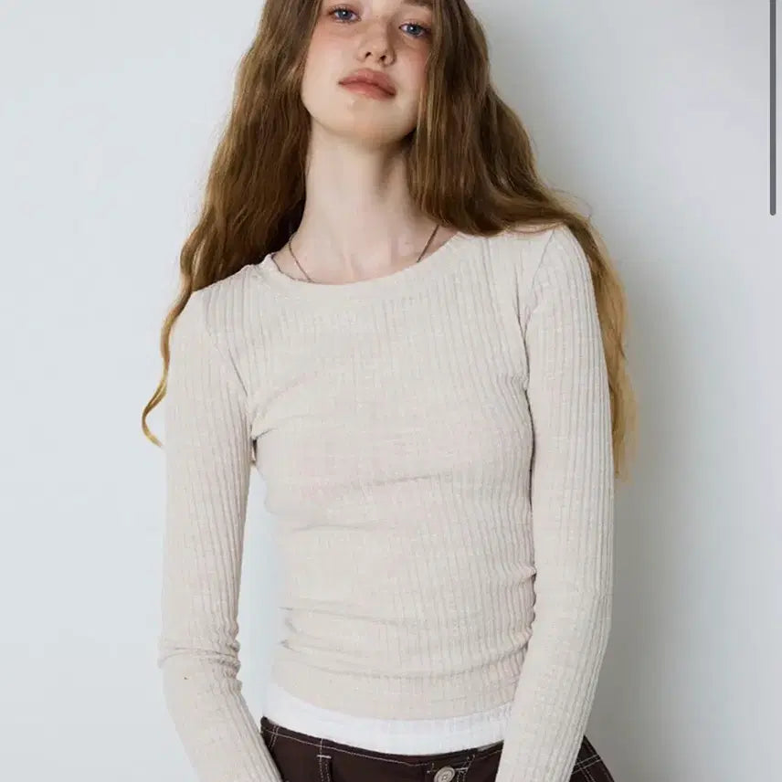 [BUNJANG] Minderi Layered Stitch Dish Shirt Beige / 민더리 레이어드 스티치 디셔츠 베이지