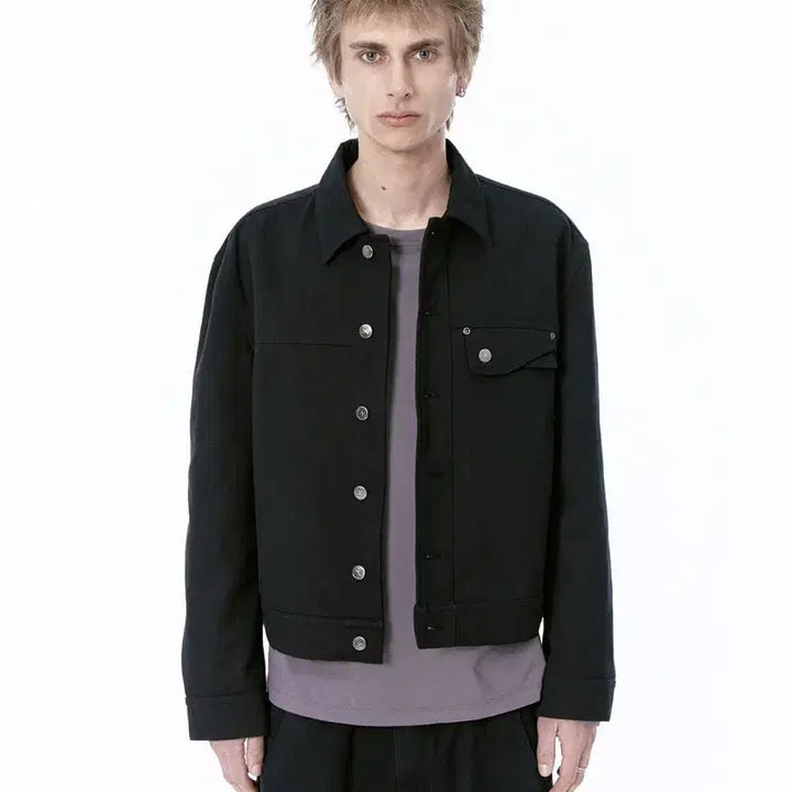 [BUNJANG] etce Double Flap Cropped Trucker Jacket L / (L) etce 크롭 더블 플랩 트러커