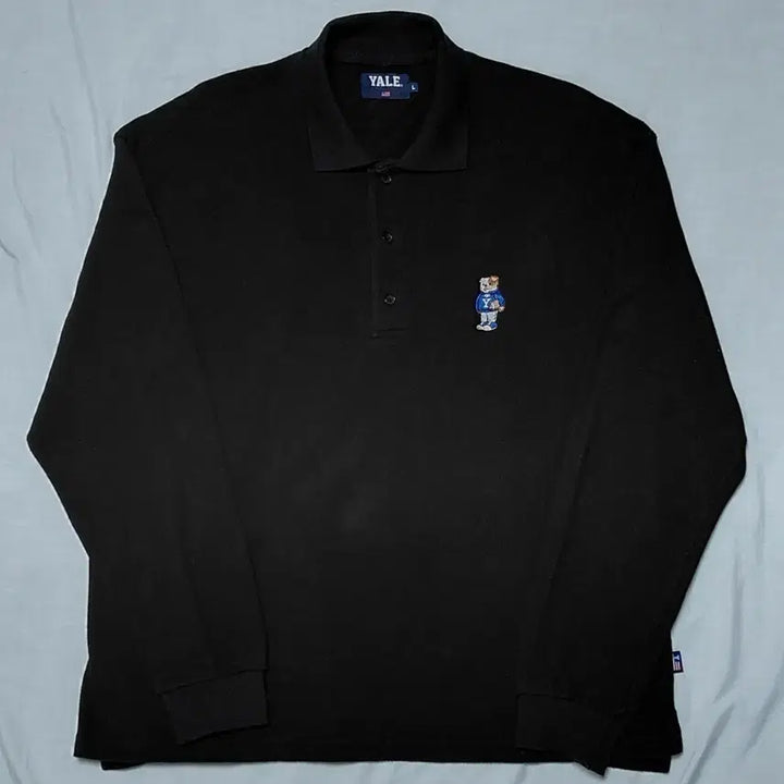 [BUNJANG] Yale Bulldog Embroidered Collar T-Shirt / [L] 예일(YALE) 불독 자수 카라티 블랙