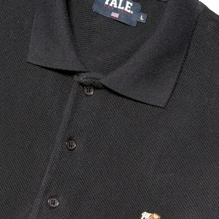 [BUNJANG] Yale Bulldog Embroidered Collar T-Shirt / [L] 예일(YALE) 불독 자수 카라티 블랙
