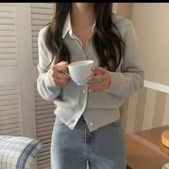 [BUNJANG] Ganae Sura Mild Salmon Cardigan Mint / 가내스라 마일드 새먼 가디건 민트