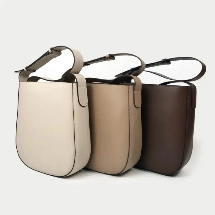 [BUNJANG] Cowhide Shoulder Bag - Light Beige / 소가죽 숄더백 - 연베이지
