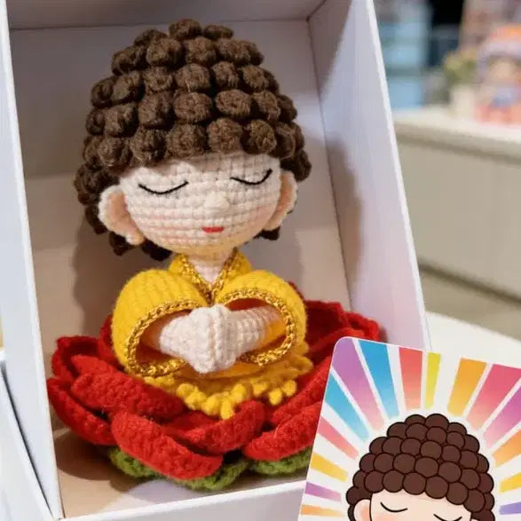 [BUNJANG] Handmade Crochet Lotus Flower Buddha Doll Keyring / 손뜨개 연꽃 불상 부처님 뜨개 인형 키링 가방고리 핸드메이드