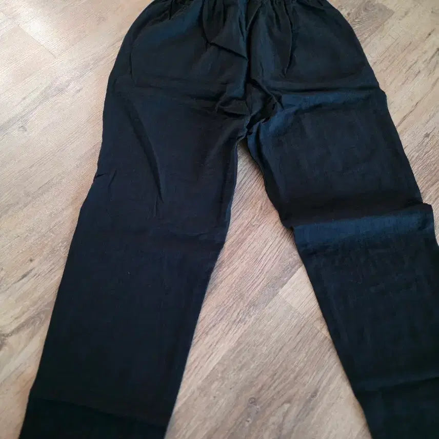 [BUNJANG] Black Linen Bending Pants / 검정색 밴딩 린넨 바지