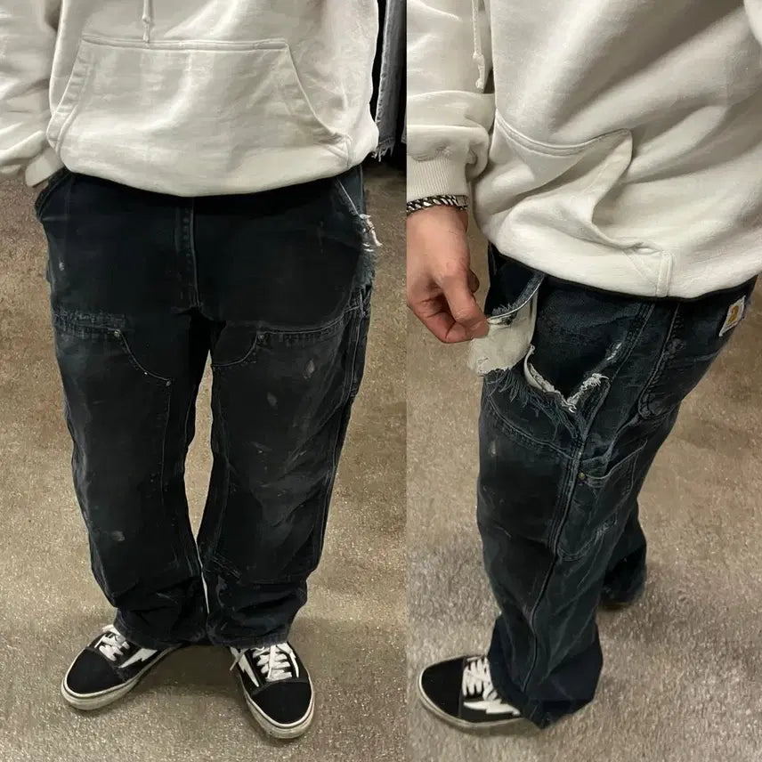 [SOLD OUT] Carhartt 블랙 더블니 팬츠 (32-33)