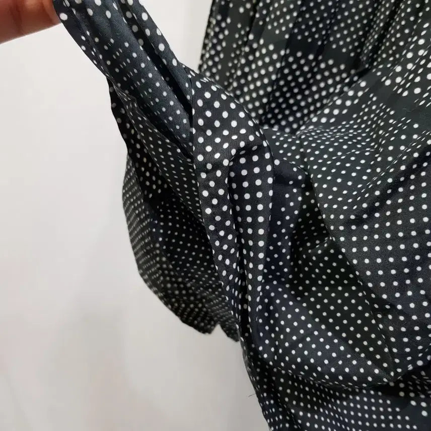 [SOLD OUT] 빈티지 밴딩 도트 패턴 플리츠 주름 롱 스커트 여F Q166