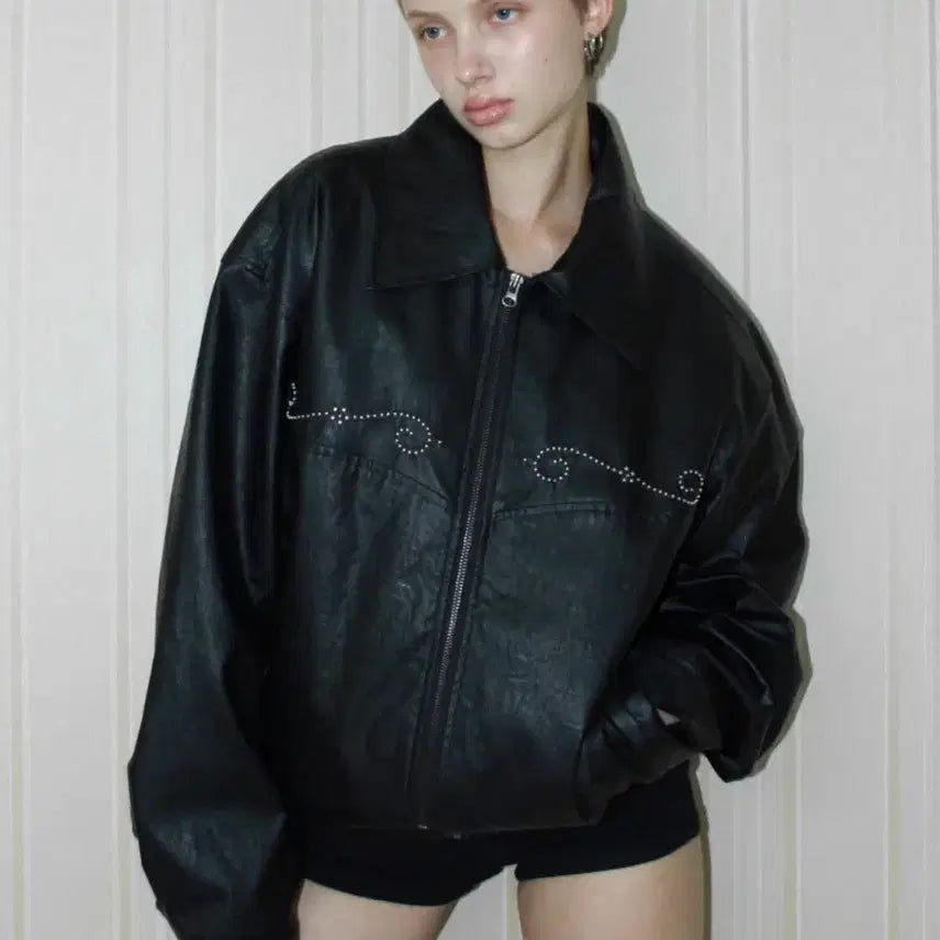 [BUNJANG] BENESSI Studded Western Leather Jacket / 벤에시 Studded western leather jacket