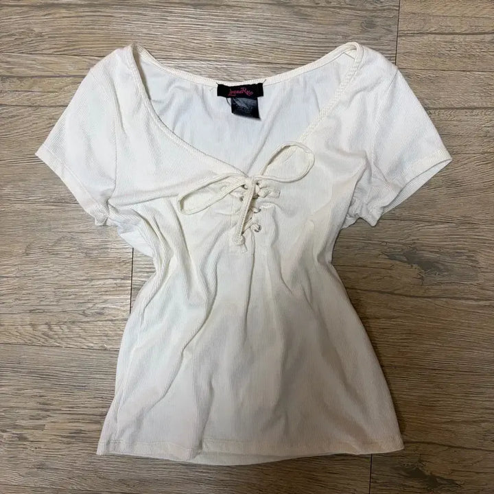 [SOLD OUT] 아이보리 코르셋 반팔 티셔츠 갸루 와투케