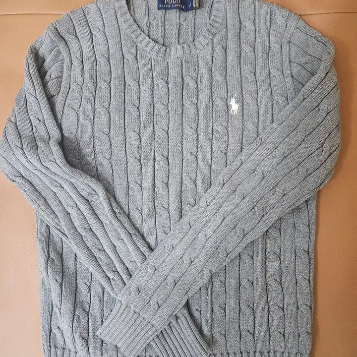 [BUNJANG] Polo Ralph Lauren Cable Knit Sweater - Grey / 폴로 랄프로렌 케이블 니트 회색