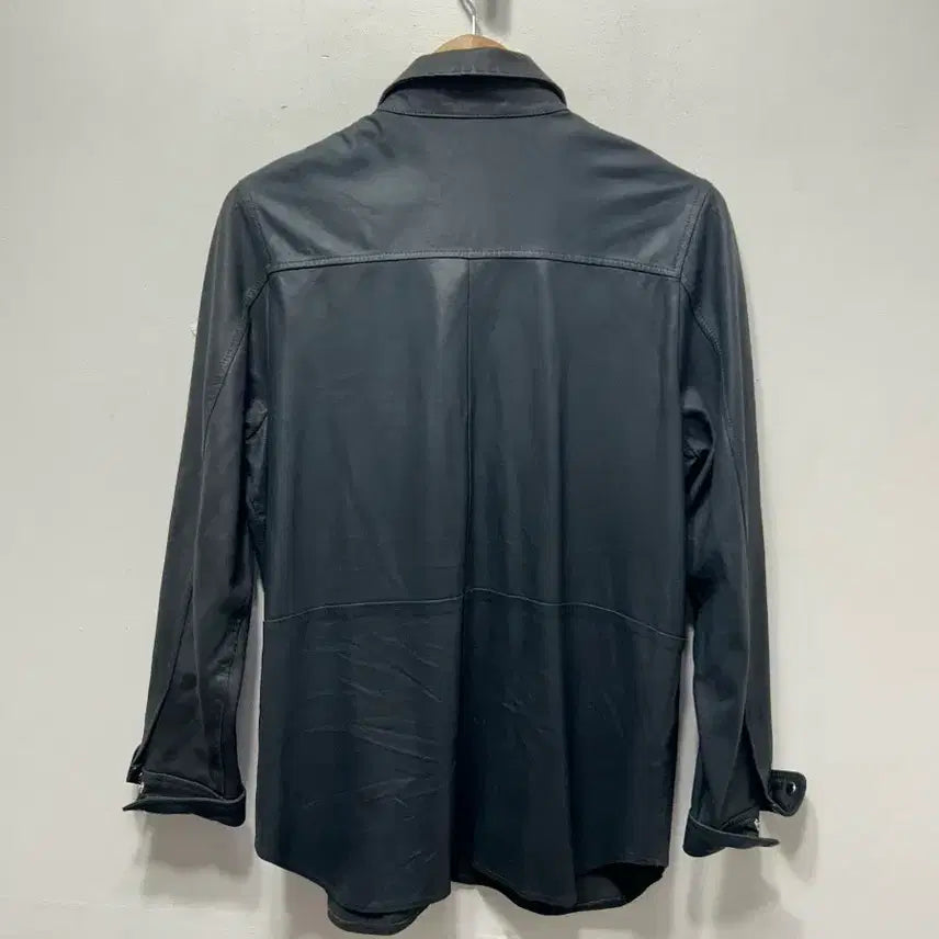 [BUNJANG] Black Leather Shirt Blouse / 블랙 가죽 셔츠 남방 66