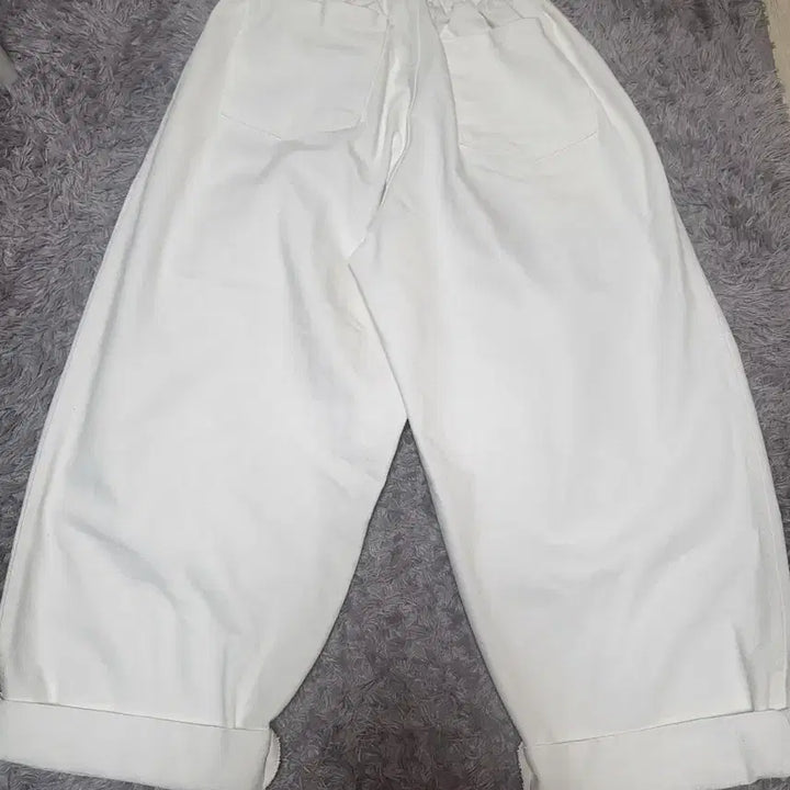 [BUNJANG] White Roll-up Wide Banding Pants / 화이트 롤업 와이드 밴딩 팬츠