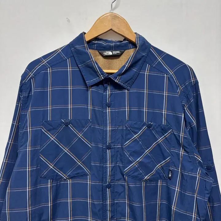 [BUNJANG] The North Face Blue Checkered Shirt / 노스페이스 블루 체크 셔츠