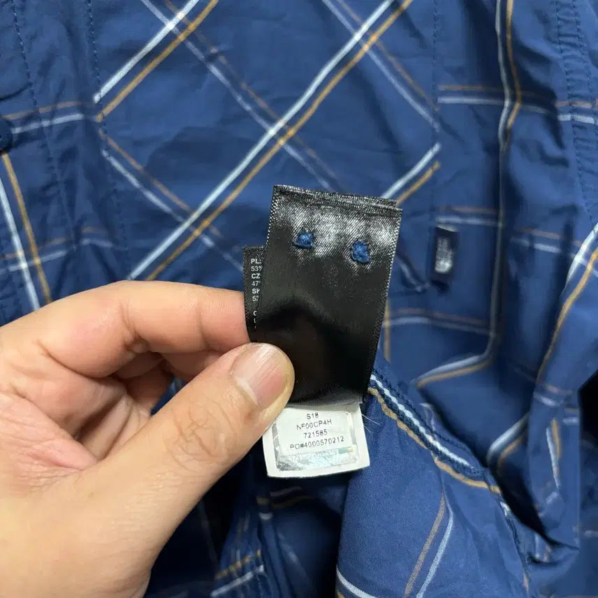[BUNJANG] The North Face Blue Checkered Shirt / 노스페이스 블루 체크 셔츠