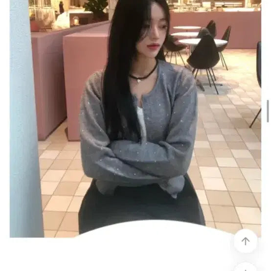 [BUNJANG] Jewel Knit Cardigan - Grey / 쥬얼 니트 가디건 회색