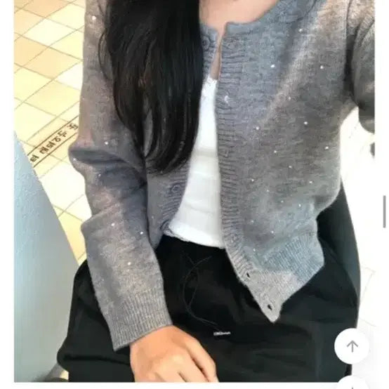 [BUNJANG] Jewel Knit Cardigan - Grey / 쥬얼 니트 가디건 회색