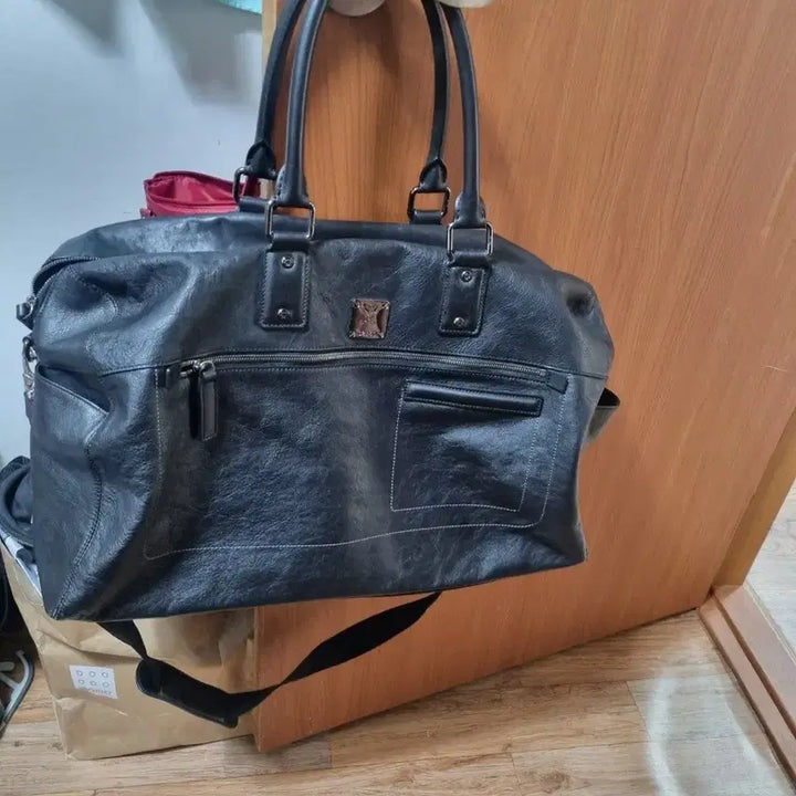 [BUNJANG] MCM Black Leather Tote Bag / mcm블랙 가죽 토트백 겸 숄더겸크스백빅사이즈