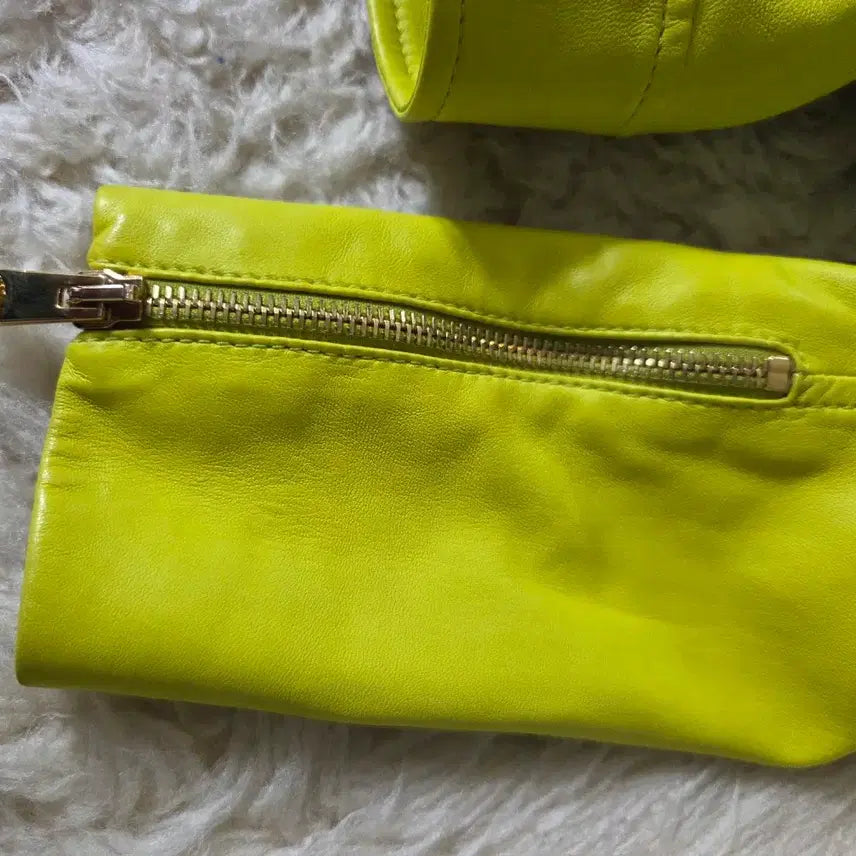 [BUNJANG] Versace Medusa Lime Leather Crop Jacket / 베르사체 메두사 라임 가죽 크롭 자켓 38/66