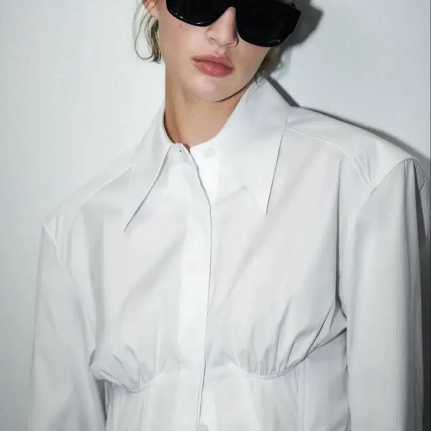 [BUNJANG] Zara Poplin Bustier Crop Shirt / 자라 크롭 셔츠 zara자라포플린 뷔스티에