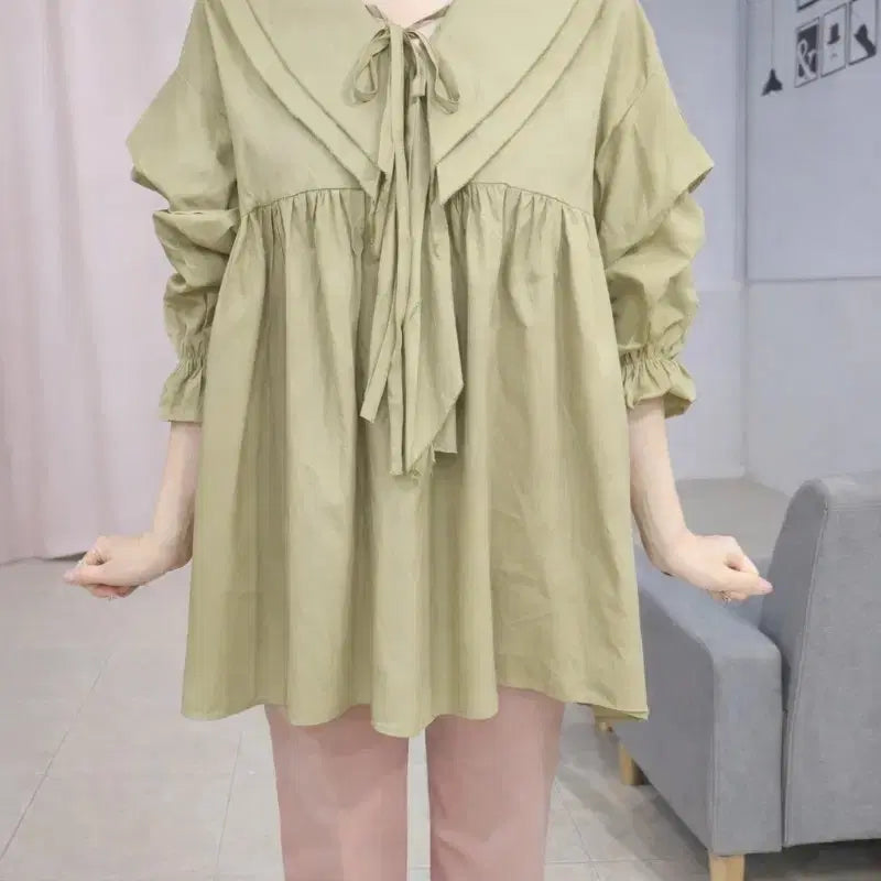 [BUNJANG] Oversized Blouse with Frill Detail / 오버 사이즈 블라우스