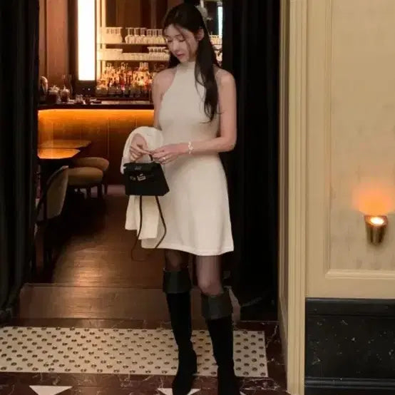 [BUNJANG] Amber Knit Halter Neck Dress / 엠버 니트 홀터넥 원피스