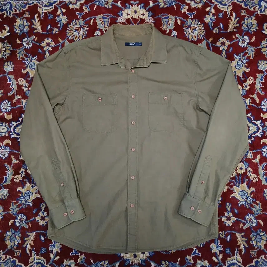 [BUNJANG] SPAO Khaki Cotton Shirt (XL) / (XL / 105) 스파오 SPAO 카키 코튼 남방 셔츠