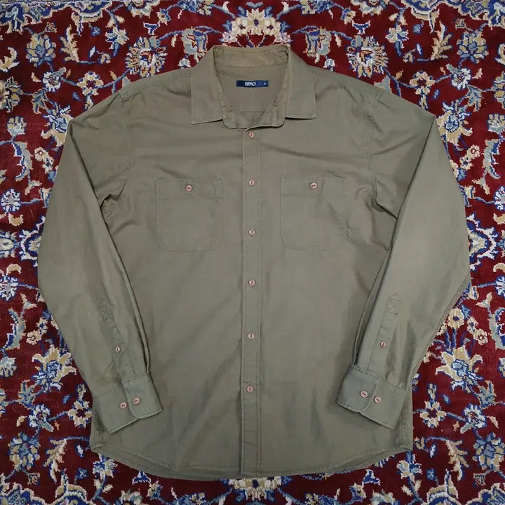 [BUNJANG] SPAO Khaki Cotton Shirt (XL) / (XL / 105) 스파오 SPAO 카키 코튼 남방 셔츠