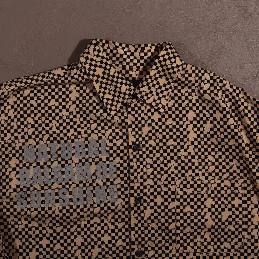 [BUNJANG] Vintage Checkerboard Y2K Printed Shirt / 일본빈티지 체커보드 Y2K 프린팅 셔츠 C540