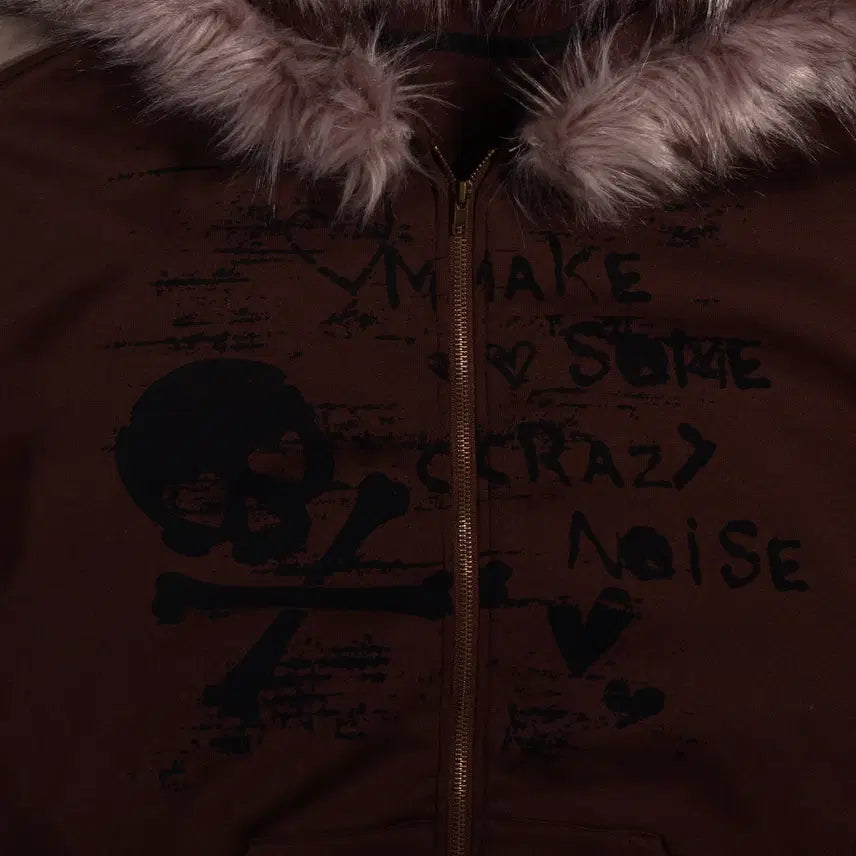 [BUNJANG] Vintage Grunge Fur Hooded Zip-up Jacket / 일본빈티지 그런지 퍼 후드집업 C541