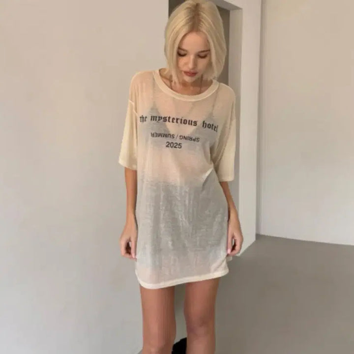 [BUNJANG] The Mysterious Hotel Sheer Box T-shirt / 더미스테리어스호텔 시스루 박스 티