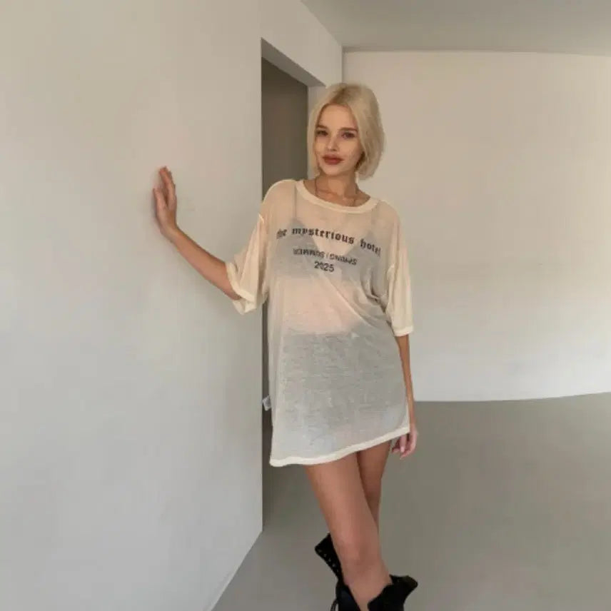 [BUNJANG] The Mysterious Hotel Sheer Box T-shirt / 더미스테리어스호텔 시스루 박스 티