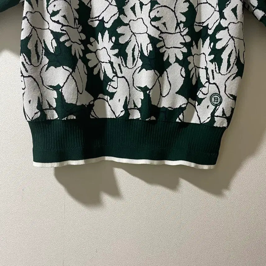 [BUNJANG] Beanpole Floral Pattern Knit Top / 매장가 30만원대 빈폴플라워 패턴 니트 그린