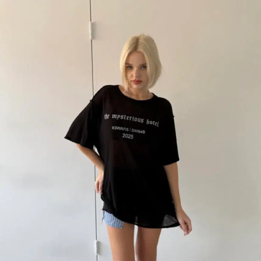 [BUNJANG] The Mysterious Hotel See-through Box T-Shirt / 더미스테리어스호텔 시스루 박스 티