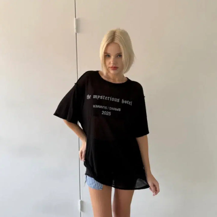 [BUNJANG] The Mysterious Hotel See-through Box T-Shirt / 더미스테리어스호텔 시스루 박스 티