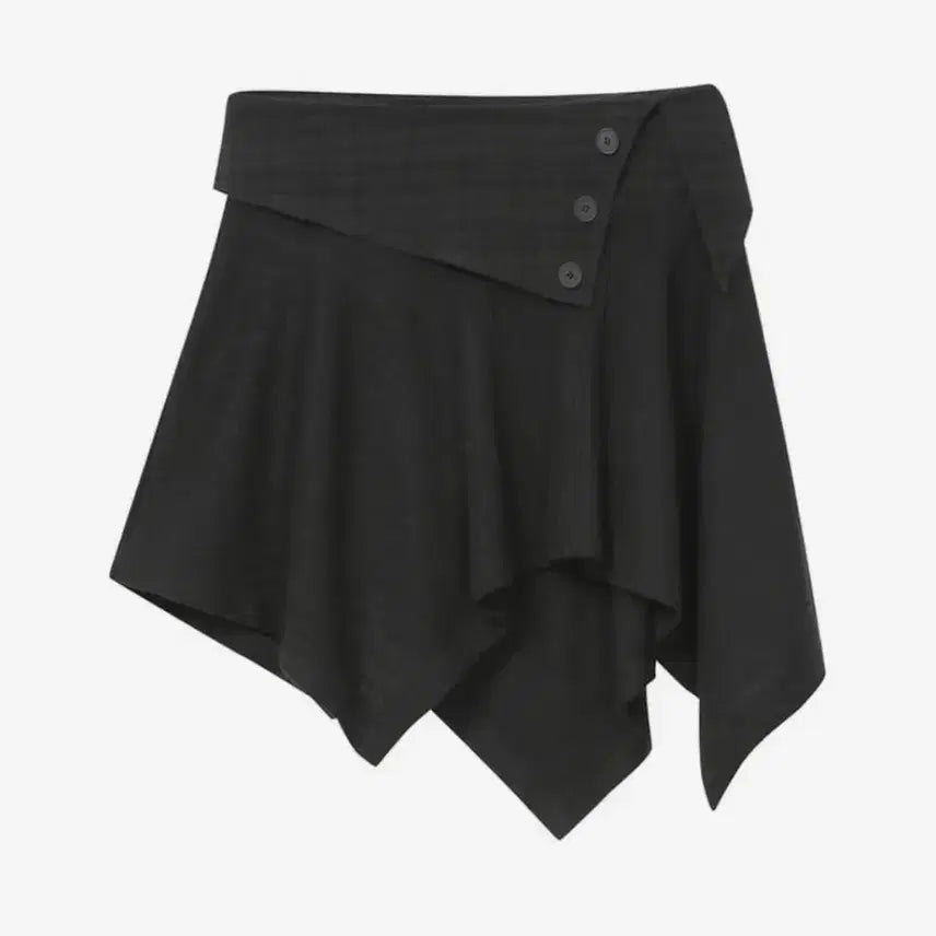[BUNJANG] Miseki Seoul Black Asymmetric Mini Skirt / 미세키서울 블랙 언발란스 미니 스커트
