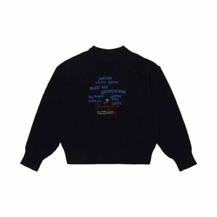 [BUNJANG] M Embroidery Slogan Knit Black / [M] STU 엠브로더리 슬로건 니트 블랙