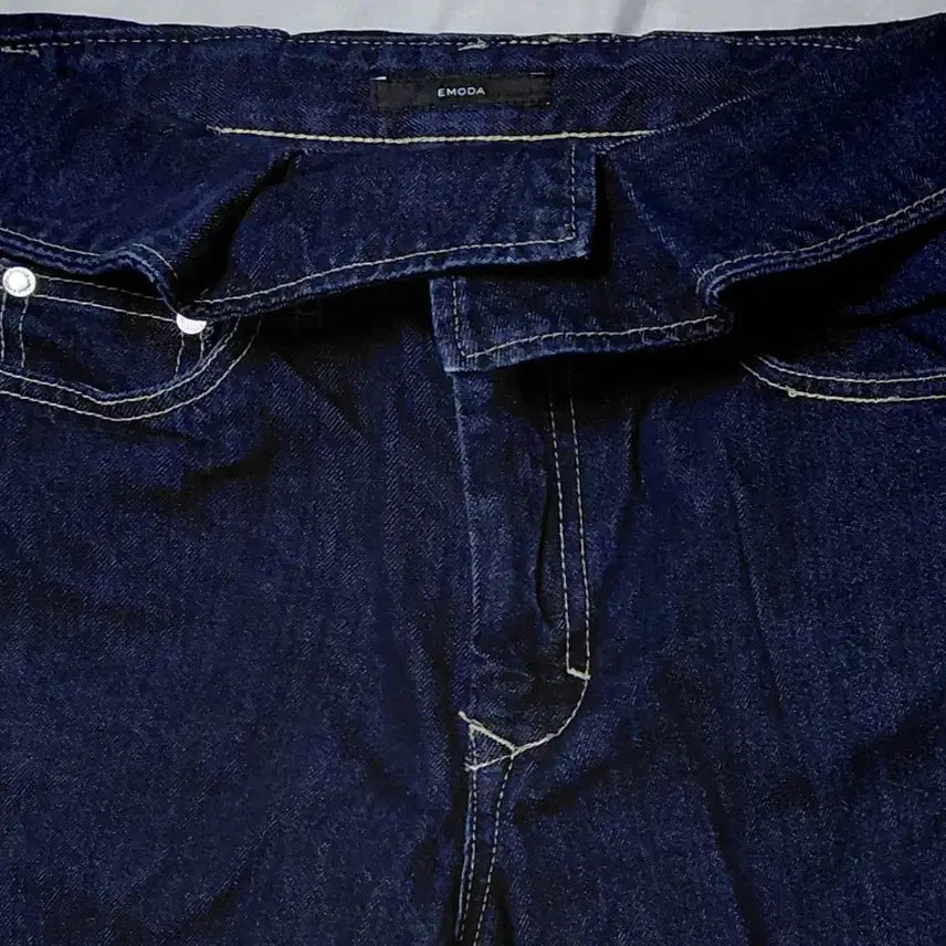[BUNJANG] EMODA Fold Over High Waist Wide Denim Jeans (Size 1) / [EMODA] 에모다 하이웨이스트 폴드 오버 와이드 데님 (사이즈 1)