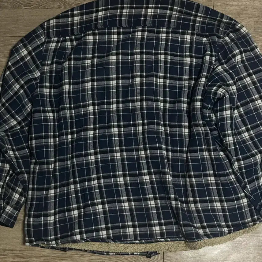 [BUNJANG] Wrangler Two-Pocket Navy Tartan Check Sherpa Jacket 3XL / 랭글러 Wrangler 투포켓 네이비 타탄 체크 셰르파 자켓 3XL
