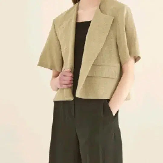 [BUNJANG] 22 The Cashmere Linen Blend Collarless Jacket / 22더캐시미어 린넨 블렌드 칼라리스 재킷55 착샷있음