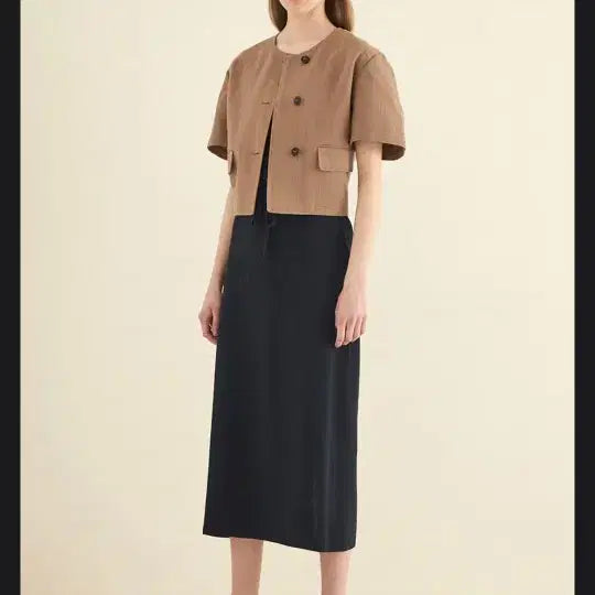 [BUNJANG] 22 The Cashmere Linen Blend Collarless Jacket / 22더캐시미어 린넨 블렌드 칼라리스 재킷55 착샷있음