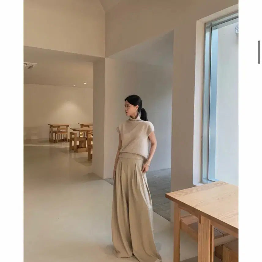 [BUNJANG] Bybeige Square Spring Jacket &amp; Pleated Wide Slacks Set / 바이베이지 스퀘어 봄 자켓,허리벨트 끈 핀턱 와이드 슬랙스